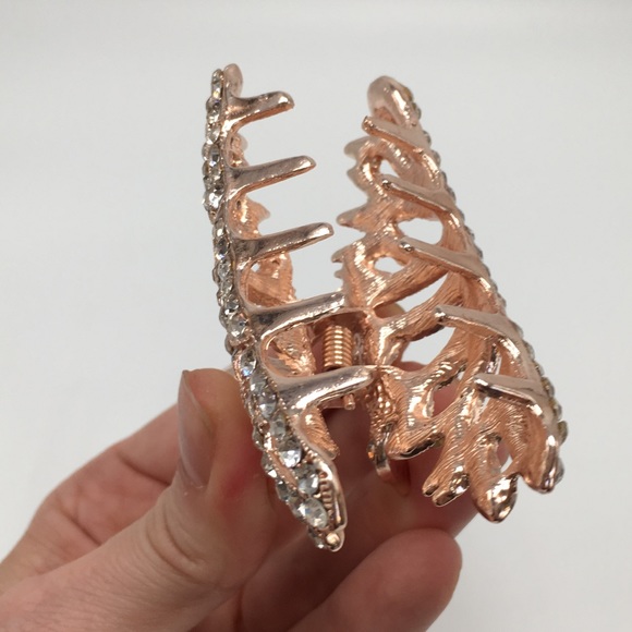 Rose Gold crystal hair clip bling bridal wedding - Picture 3 of 7